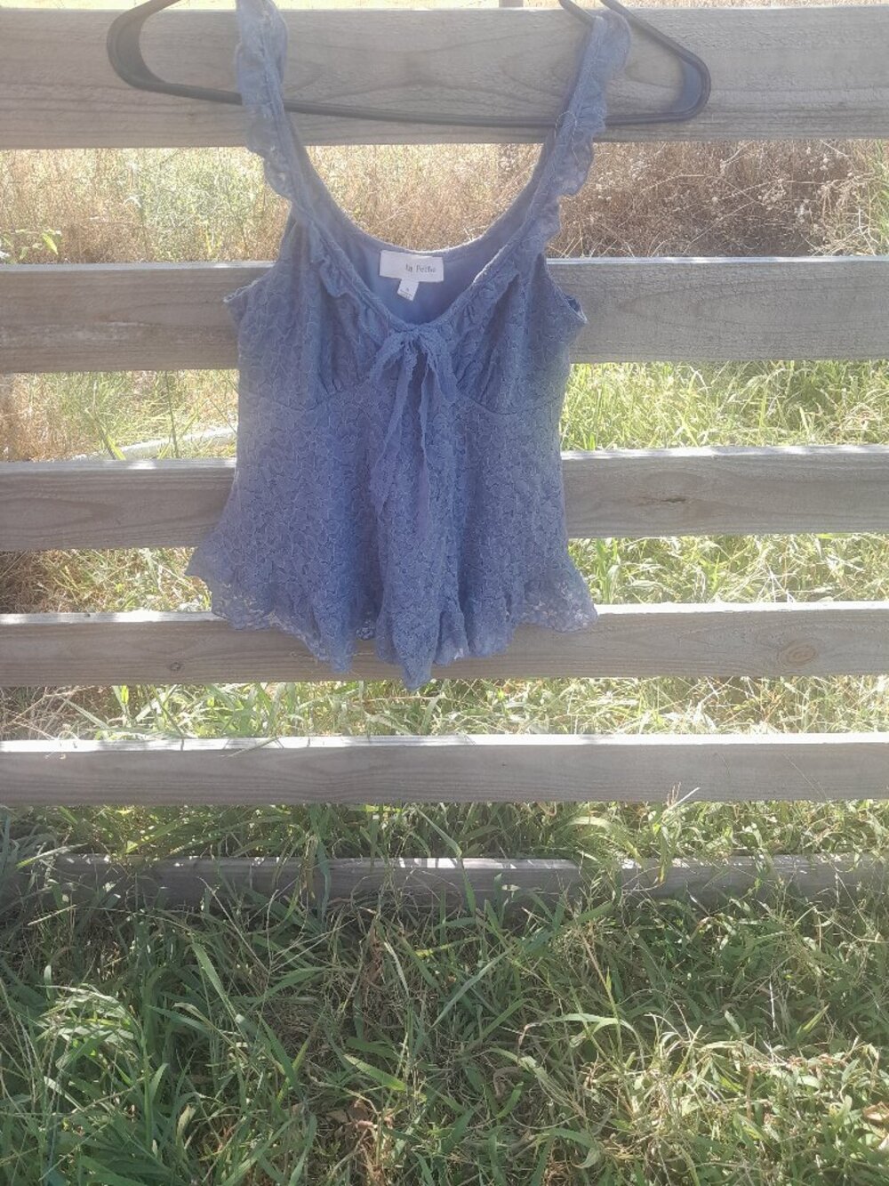 Blue  babydoll tank lace top
